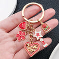 Red Rose Heart Wand and Lipstick Metal Keychain Set view 3