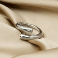 Sculptural Silver Folded Overlap Chunky Adjustable Open Ring view 2