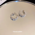 Silver Tone Crystal and Pearl Look Hoop Earrings Jewelry view 4