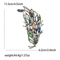 Multicolor Crystal Feather Brooch Pin with Dark Metal Frame view 6