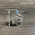 Silver Tone Snake Open Adjustable Ring Blue Teardrop Stone view 4