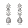 Blue Silver Tone Flower Crystal Four Designs Metal Dangle Earrings view 6