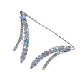 Silver Rhinestone Curved Leaf Ear Climber Crawler Pair view 5