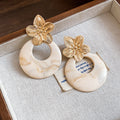 Resin Ring Flower Stud Earrings in Polished Statement Design view 6