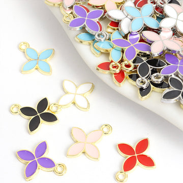 Colorful Four Petal Flower Jewelry Components For DIY Earrings And Bracelets Charms