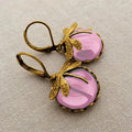 Antique Gold Dragonfly Round Cabochon Drop Earrings 5 Colors view 7