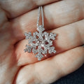 Silver Tone Crystal Snowflake Pendant Chain Necklace view 2