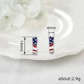 American Flag Enamel Hinged Hoop Earrings In Silver Tone view 4