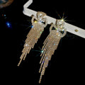 Crystal Bow Chain Fringe Drop Stud Earrings Fashion Jewelry view 6
