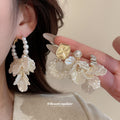 White Floral and Shell Look Stud Earring Assortment view 2