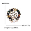 Round Multicolor Rhinestone and Faux Pearl Brooch Decorative Lapel Pin view 5