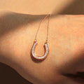 Horseshoe Pave Pendant Necklace In Three Metal Finishes view 5
