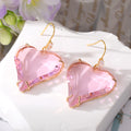 Gold Tone Oversized Faceted Crystal Heart Hook Earrings view 9
