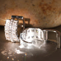 Silver-Tone Triple-Row Baguette Huggie Earrings with Clear Stone Details view 3