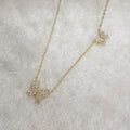 Butterfly Pendant Necklace With Gold Tone Chain With Clear Stone Accents view 4