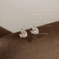 Gold Tone Teardrop Clear Stone Butterfly Stud Earrings view 1