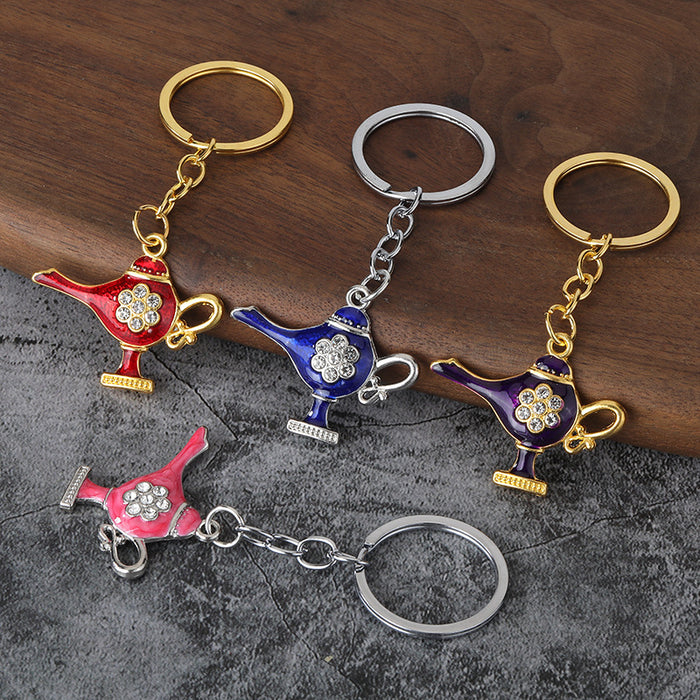 Colorful Aladdin Lamp Zinc Alloy Souvenir Gift Keychain Bag Charm