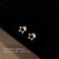 Gold Open Star Earrings Clear CZ Stud and Clip-On Styles view 1