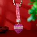 Leopard Band Crystal Heart Keychains with Straps and Plain Options view 4