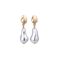 Gold Tone Baroque Pearl Drop Earrings With Polished Metal Details view 5