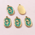 Gold Tone Enamel Tulip Charms in Seven Color Styles view 3