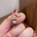 Gold Tone Horse Stud Earrings Covered in Clear Crystals view 2