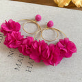 Fabric Flower Hoop Earrings in Seven Bright Colors view 12