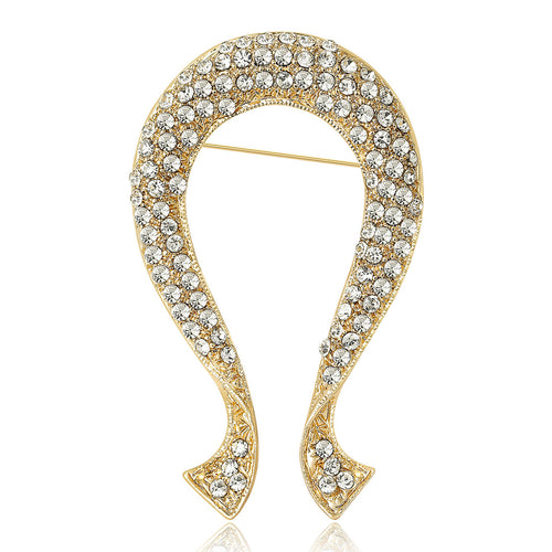 Front view of an open ribbon loop fully lined with clear crystals