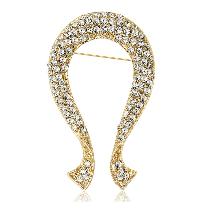 Crystal Ribbon Loop Brooch Decorative Lapel Pin For Jackets And Scarves
