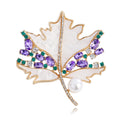 Maple Leaf Pearl Look Two Designs Metal Brooch Pin view 1
