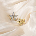 Marquise Rhinestone Flower Petal Stud Earrings Gold Clear view 4