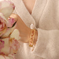 Gold Steel Rose FAMILY Letter Pink Heart Hinge Bangle view 8