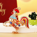 Mixed Jeweled Rooster and Hen Keychains in Three Distinct Designs view 1