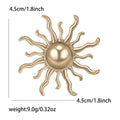 Wavy Sun Brooch with Polished Dome Center Decorative Metal Pin view 4