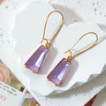 Trapezoid Faceted Crystal Drop Earrings Gold Hooks 7 Colors view 8