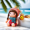 Jeweled Winter Girl Doll Keychains in Four Hat Colors plus Assorted Option view 1