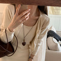 Brown Wood Grain Heart Pendant Cord Necklace Jewelry view 4