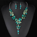 Black Silver Tone Champagne Floral Vine Crystal Five Designs Metal Necklace and Earring view 7