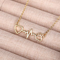 Heart Heartbeat Paw Print Pendant Necklace Gold Silver view 1