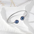 Silver Tone Blue Evil Eye Open Cuff Bracelets in Four Designs view 3