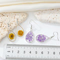 Silver Tone Clear Resin Pressed Flower Teardrop Hook Earrings view 5