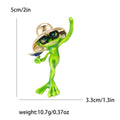 Green Enamel Frog Brooch Gold Hat Sunglasses Cocktail view 6