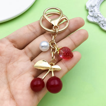 Cherry Charm Keychains in Red Pink and Yellow Designs
