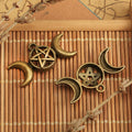 Triple Moon Pentagram Charm Metal Jewelry Making Component In 4 Finishes view 4