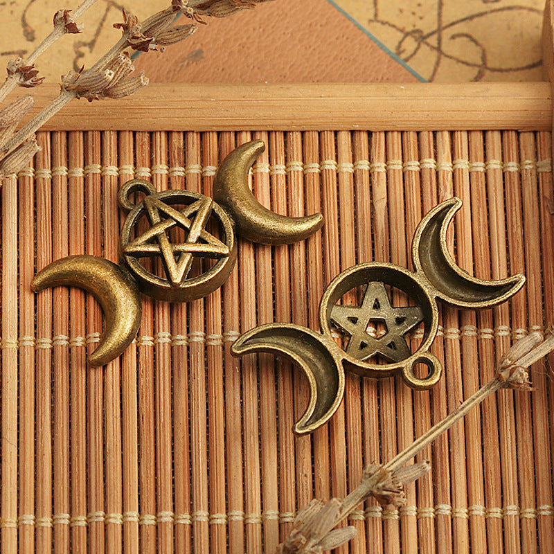30x17mm Alloy Moon and Star Charm Pendant