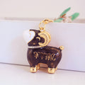 Ram Shaped Metal Keychain With Clear Stone Collar, Five Variants view 9