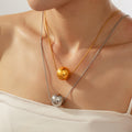 Gold Steel Ball Pendant Snake Chain Titanium Steel Necklaces view 1