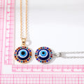 Gold and Silver Tone Crystal Rim Evil Eye Pendant Necklaces view 5