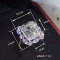 Emerald-Cut Clear Stone Floral Cluster Statement Ring Silver Tone view 4