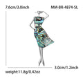 Silver Tone Abalone Shell Lady Figure Brooch Hat Pose view 6